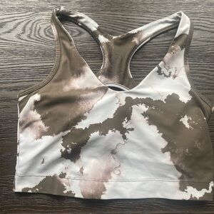 Jordan Brown and White Sports Bra with Racerback